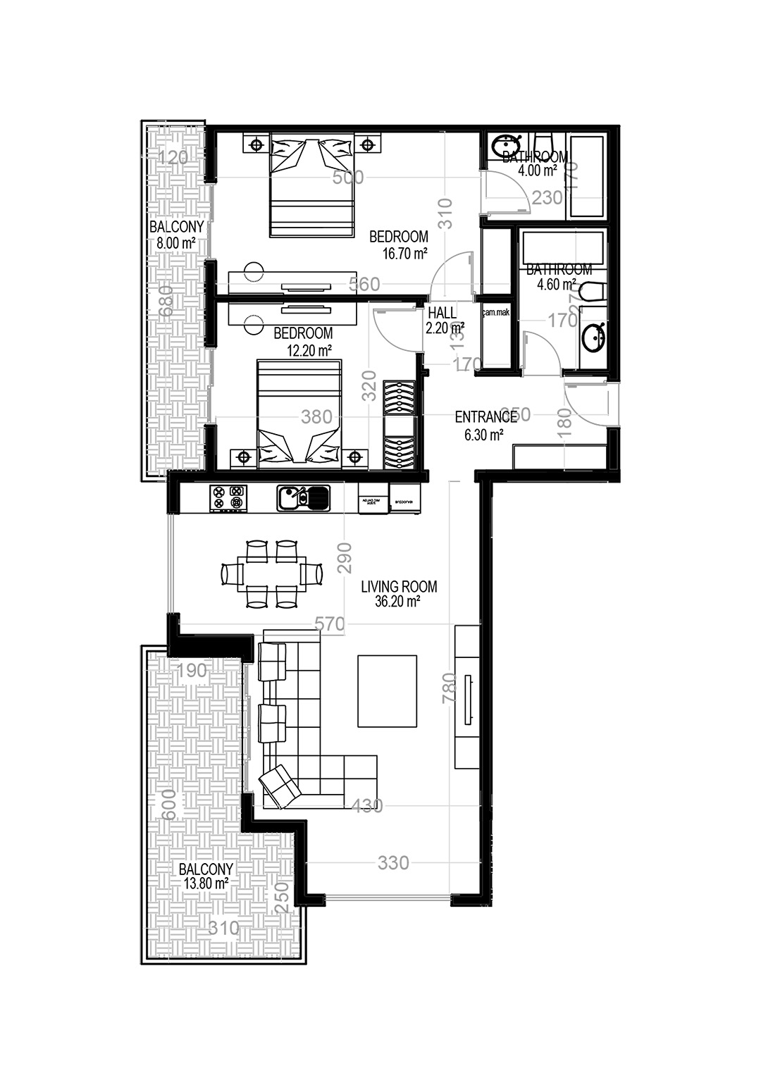 2+1 Apartment for sale in Building A, Yekta Kingdom Trade Center, Mahmultlar, Alanya, Turkey No. 24