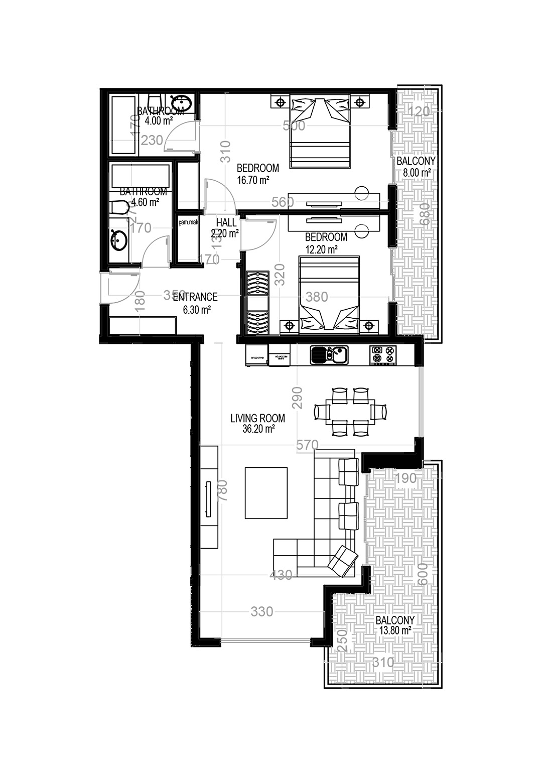 2+1 Apartment for sale in Building A, Yekta Kingdom Trade Center, Mahmultlar, Alanya, Turkey No. 8